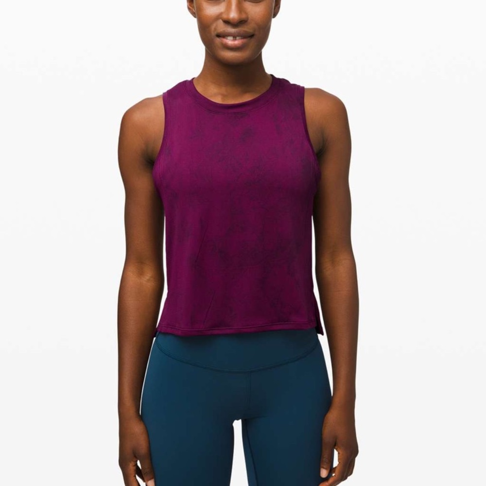 lululemon athletica Train to Be Purple Tie Dye Crop Tank Top